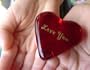 Ruby Red Glass Heart 'Love You'