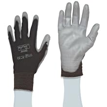 Ansell HyFlex 11-600 Nylon Polyurethane Glove, Gray Polyurethane Coating, Knit Wrist Cuff
