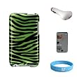 Apple iPod Touch 2nd and 3rd generation Green Zebra Protector Case + Mirror Screen Protector + itouch 2g 3g USB Car Charger + Wristband