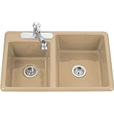 Kohler K-58133-33 Clarity White/Color Double Bowl Kitchen Sink - Mexican Sand