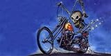 AIRBRUSHED LICENSE PLATES - MOTORCYCLE SKULL RIDER LICENSE PLATE - #1785