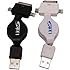 LinkS 2 pack 3-in-1 USB Sync & Charger Retractable Cable Designed for All iPhones, iPods, iPads, Androids, Bluetooth Headsets, BlackBerry (30pin + 8pin Lightning + Micro USB) (White and Black kit)