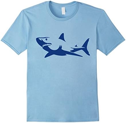 Men's Great White Shark T-shirt Large Baby Blue