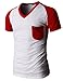 H2H Men's Basic Raglan T-shirts with V-neck Short Sleeve
