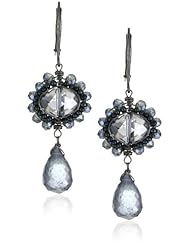 Dana Kellin DS "Indigo Mix" Wrapped Crystal and Quartz Drop Earrings