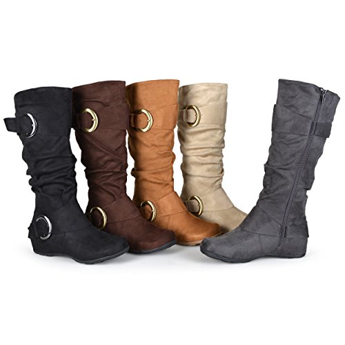 Journee Collection Womens Extra Wide Calf Slouch Buckle Knee High Boots