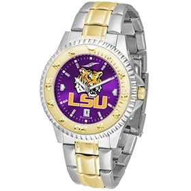 LSU Tigers Louisiana State University Men’s Two Tone Stainless Steel and Gold Dress Watch