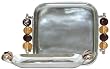 Aluminum Square Tray with Dark Mocha and Gold Glass Bead Handles 9 1/2" x 9 1/2"