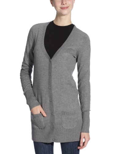 edc by ESPRIT Damen Strickjacke N42502, Gr. 34 (XS), Grau (dark granit 012) Preisvergleich