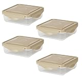 Plastic Food Storage Container with Taupe Snap Lid 20 oz (Set of 4)