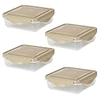Plastic Food Storage Container with Taupe Snap Lid 20 oz (Set of 4)