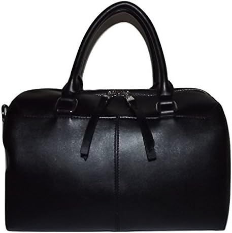 Co-Lab By Christopher Kon Womens Leather Barrel Satchel Handbag with Strap Black