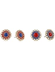NINE WEST VINTAGE AMERICA "Full Bloom" Multi-Color Trio Earrings