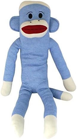 SOCK MONKEY Giant 38-Inch Maxx - Stuffed Plush Animal (Solid Blue)