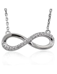 925 Sterling Silver Diamond Infinity Pendant Necklace (GH, I1-I2, 0.08 carat)