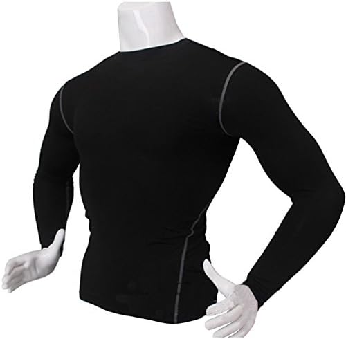 Mens Compression Armour Base Layer Top Under Skin Tight Thermal Gym Sports Shirt (XL, Black)