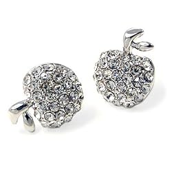 Clear Crystal Apple Stud Earrings Fashion Jewelry