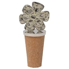 Natural Life WST008 2-3 4-Inch by 1-Inch Wine Stopper, 1-Pack, Silver and Cork