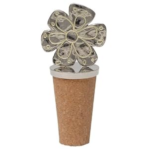 Natural Life WST008 2-3 4-Inch by 1-Inch Wine Stopper, 1-Pack, Silver and Cork