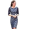 Hee Grand Women Half-Sleeve Lace Dress Blue
