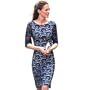 Hee Grand Women Half-Sleeve Lace Dress Blue