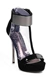 Anne Michelle Socialite-60 Suede T Strap Platform Sandals - Black IKS