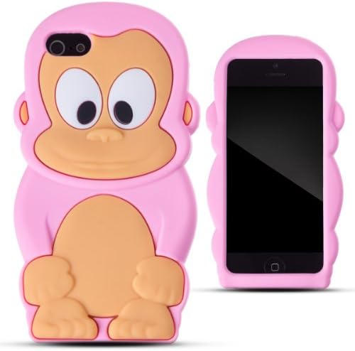 Zooky® pink silicone monkey Case / Cover / Shell for Apple iPhone 5
