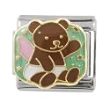 SilverBin Enamel Paint Angel Teddy Bear Stainless Steel Italian Charm Link