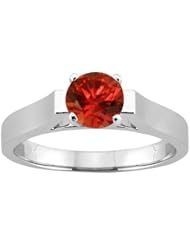0.80 Ct Round Cognac Red SI1/SI2 Diamond 18K White Gold Ring