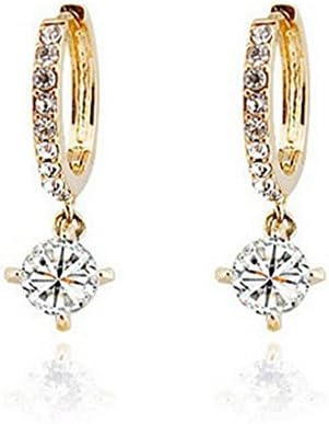 Dasion New Fashion Jewelry Wild Shiny Earrings Popular Exquisite Diamond Ear Hoop Earrings(Gold)