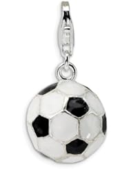 Sterling Silver 3-D Enameled Soccer Ball w/Lobster Claw Clasp Clasp Charm