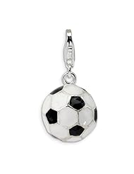 Sterling Silver 3 D Enameled Soccer Ball with Lobster Clasp Charm