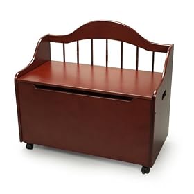 Gift Mark Natural Deacon Style Toy Box with Spindle Back and Casters