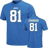 NFL Mens Detroit Lions Calvin Johnson The Eligible Receiver Sport Blue Short Sleeve Basic Crew Neck Tee