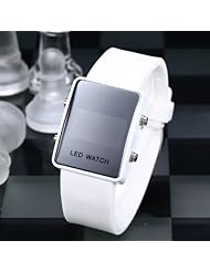 Youyoupifa White Strap Black Dail LED Mirror Digital Casual Sports Watch£¨Unisex£©