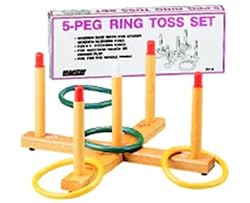 Dick Martin Sports Masrt4 Ring Toss Game 5-peg Base Wood Pegs 4 Plastic Rings
