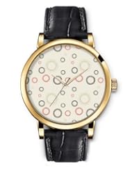 SPRAWL Aanalog Fashion Series Gold Ladies Watches of Genuine Black Leather Strap,Unique Wrist Watch for Women Girls Designed with Circles with colored seeds