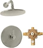 IMAGE OF Satin Nickel Azure Flat Rain Head Shower Faucet & Valve