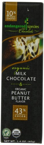 Endangered Species Giraffe, Organic Milk Chocolate (35%) and Peanut Butter, 1.4-Ounce Bars (Pack of 16)