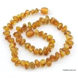 Baltic Amber Baby Teething Necklace - Raw Sea Amber Brown Carmel