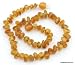 Baltic Amber Baby Teething Necklace - Raw Sea Amber Brown Carmel w/Customized Jewelry Pouch