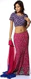 Purple and Royal-Blue Bridal Lehenga Choli with Heavy Multi-Color Sequins – Georgette