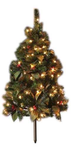 GKI Bethlehem Lighting Pre-Lit 4-Foot PE PVC Stake-Style Christmas Tree with 100 Clear Mini - Canterbury