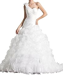 Sweetheart One Shoulder  Dress with a Chapel Train 