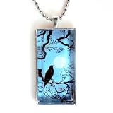 Raven Blue Moon Pagan Zen Handmade Jewelry for Men or Unisex Dog Tag Style