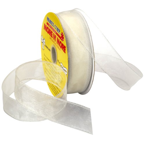 Morex Ribbon Wired 1-Inch Chiffon Ribbon with 25-Yard Spool, Ivory