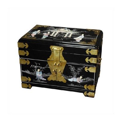 Chinese Daisy Jewelry Box With Mirror