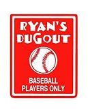 BASEBALL Red Bedroom Door SIGN, Personalized