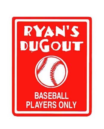 BASEBALL Red Bedroom Door SIGN, Personalized