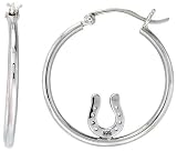Sterling Silver 1 1/8" (28mm) Horseshoe, Hoop Earrings